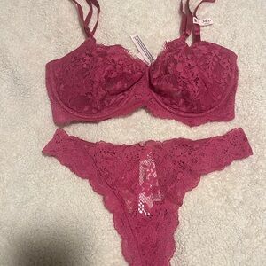 Victoria's Secret Pink Lace Bra and Panty Set